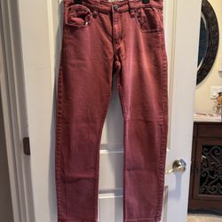 Womens 2O Brick Red Denim Pants - Size 32/32