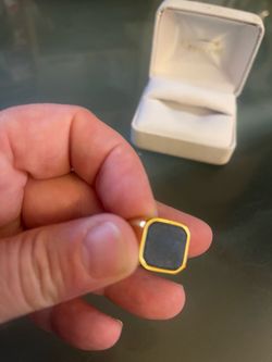Mens size 7 steel lapis ring