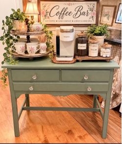 Shabby chic farmhouse coffee bar table