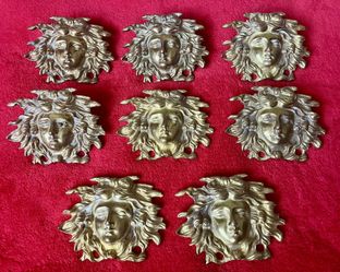Lot 8 Vintage VERSACE MEDUSA MULTI PURPOSE HOME WALL DECOR PLAQUE Gold BRASS