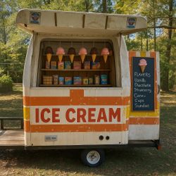 Mobile Vending Trailer Food Bar Retail Ice Cream DJ Fiberglass 2 Vending Doors 