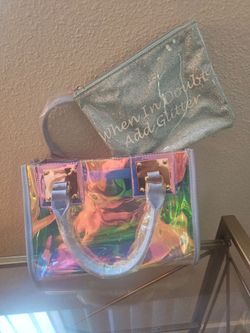Handbag with makeup bag