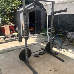 weight set and squat rack