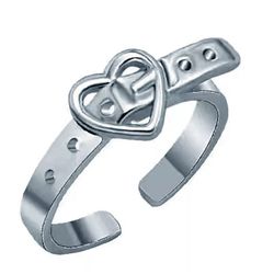 Pretty Heart Belt Buckle Silver Plated Open Ring