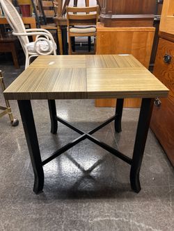 Square Side Table with X-Shaped Metal Base
