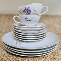 Vintage S&FI Iris Translucent Fine China of Japan Plate & Teacup Set