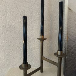 Hearth And Home New Candle Holder And Candles. Also A Box Of 3 Candles 