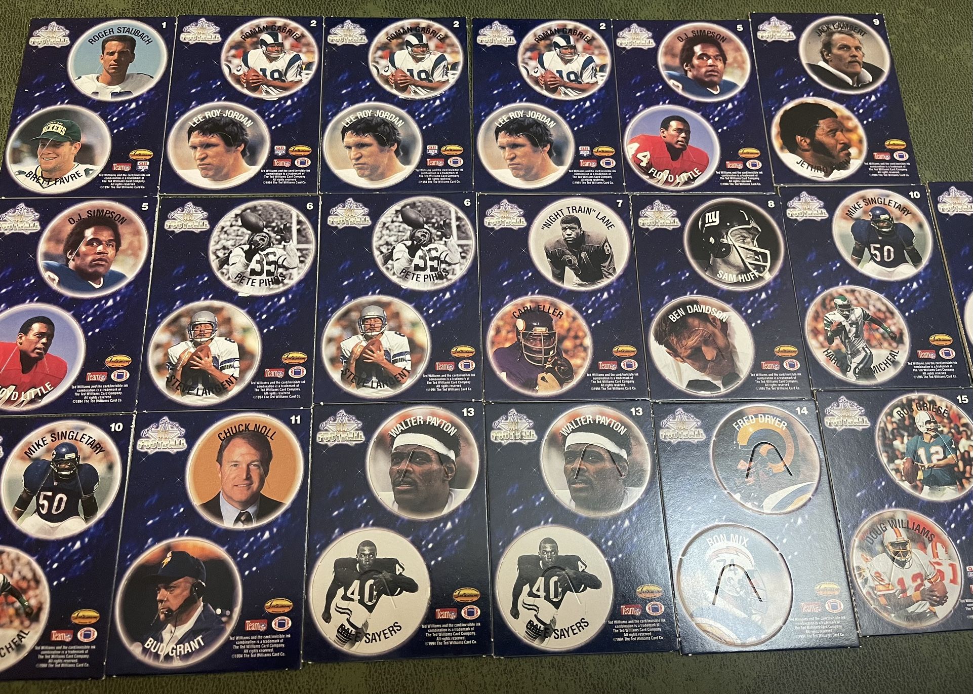 Lot Of 16 1994 Ted Williams/Roger Staubach Football POGS