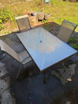Glass dining table and 3 chairs