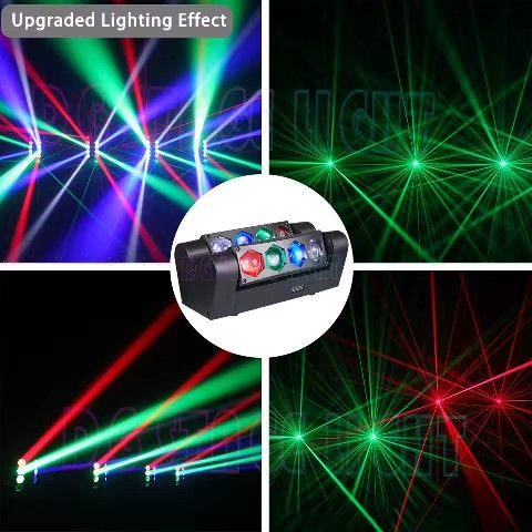 (4 pcs pack) new eight eyes spider light RGBW LED sound control with red and green laser disco light