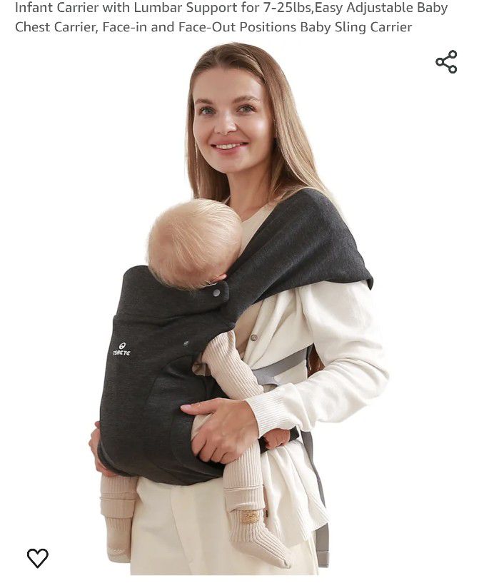 Baby Carrier Newborn to Toddler - Baby Ergonomic and Cozy Infant Carrier with Lumbar Support for 7-25lbs,Easy Adjustable Baby Chest Carrier, Face-in a