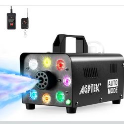 AGPTEK Fog Machine, 500W Portable Led Smoke Machine With Lights (Red, Blue, Green) & Wireless Remote Control 