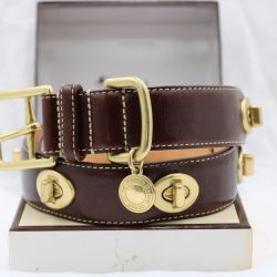 Vintage Coach Dog Leash And XL Gold Locket Collar