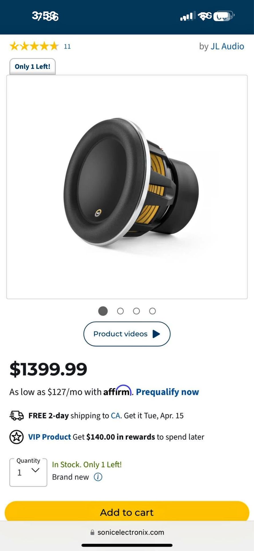 12w7 brand new JL audio subwoofer