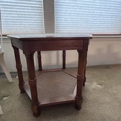 Wood Hexagon End Table