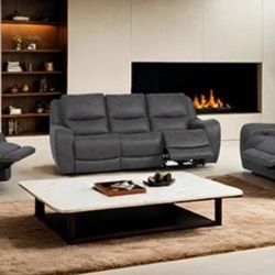 Brand New Dark Grey Super Plush Power Reclining 3pc Sofa Set 