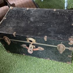 Vintage Large Metal Trunk Chest