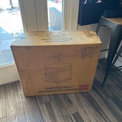 Wooden brown dog crate