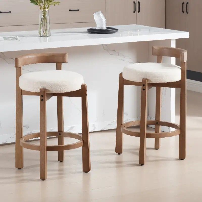 26.5″H Round Cushion Bar Stools Set of 2 