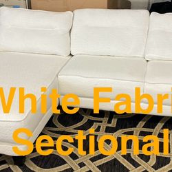 Beautiful New White Fabric Sectional (Finance & Delivery)