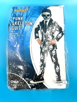 Halloween Costume PUNK SKELETON SUIT Boys Sz 10-12