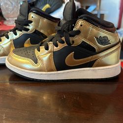 Jordan 1 Mid SE Metallic Gold Black (GS) - Youth 4.5