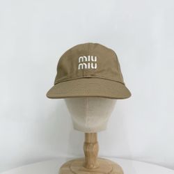 Khaki Color Miu Miu Baseball Hat Cap