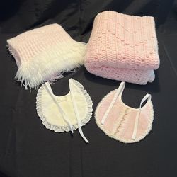Baby Blankets And Two Bibs
