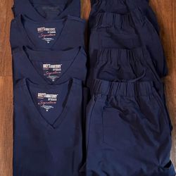 (8)Women’s Navy Blue Grey’s Anatomy Professional Wear Signature Scrubs Tops Pants Set of 8 - size M