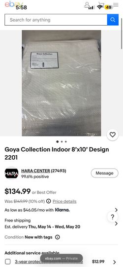 GOYA BRAND WHITE WOVEN RUG MODEL 2201 8x10
