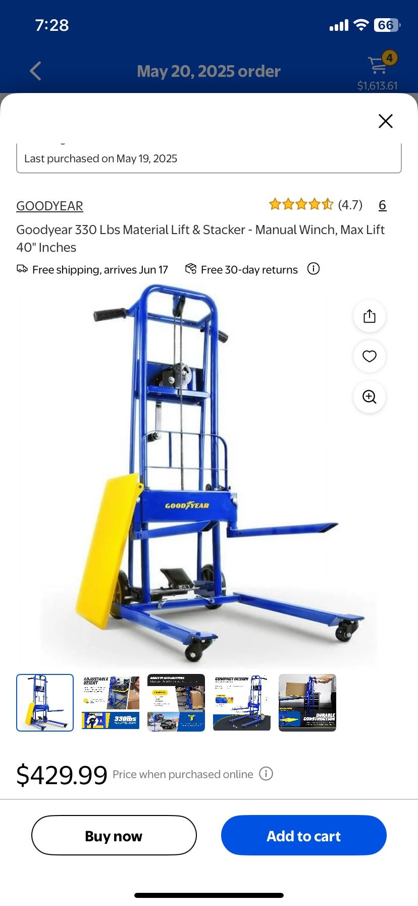 Goodyear 330 Lbs Material Lift & Stacker