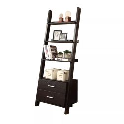 4-Shelf Ladder Bookcase with Drawers