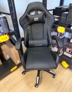 Elfardi Gaming Chair Black Faux Leather