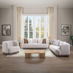 Sofa and Loveseat Beige Chenille fabric, New Especial price 