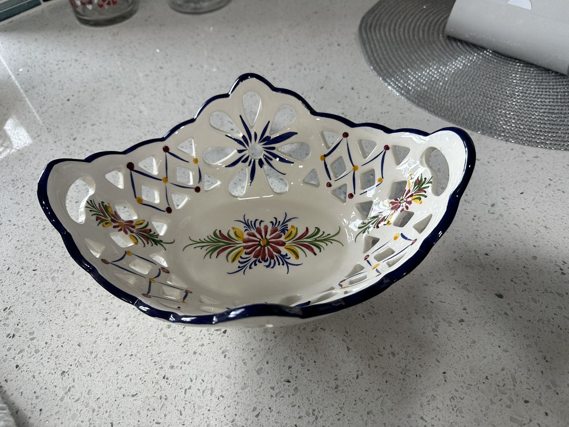 $5 Ceramic Decorative Bowl Basket Weave