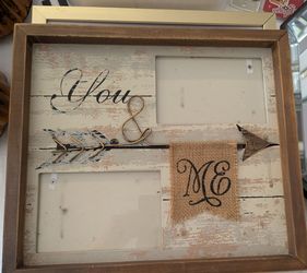 You and Me Picture Frame, Fits 2-4x6 Wood Wedding, Engagement, Couples Photos
