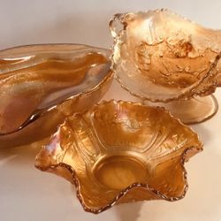 Vintage Collectible Marigold Carnival Glass.