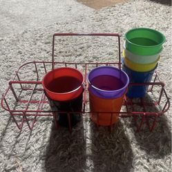 Storage Cups with Metal Caddy
