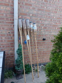 Set Of 5 pcs New Bamboo Tiki Torches