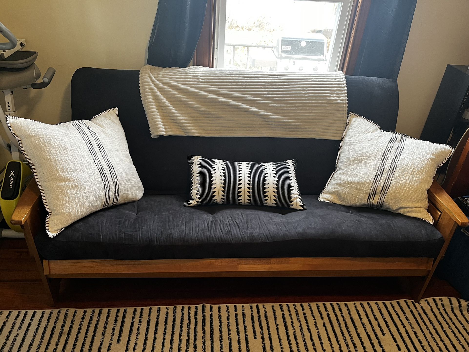 Full Futon With Collapsible Armrests