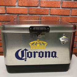 Coleman 54 Qt Steel Cooler ‘Corona’ Logo And Bottle Opener 