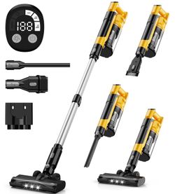Cordless Brushless Lightweight Stick Vacuum with 3 Mode Suction, 6 in 1 Stick Vacuum Cleaner with HEPA for Floor, Carpet, Car