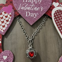 Stainless Steel Heart Valentine Y Necklace 