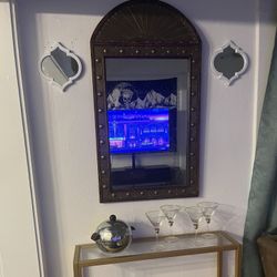 Glass Bar Table Set + Antique Mirror 