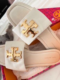 Tory burch creme slides