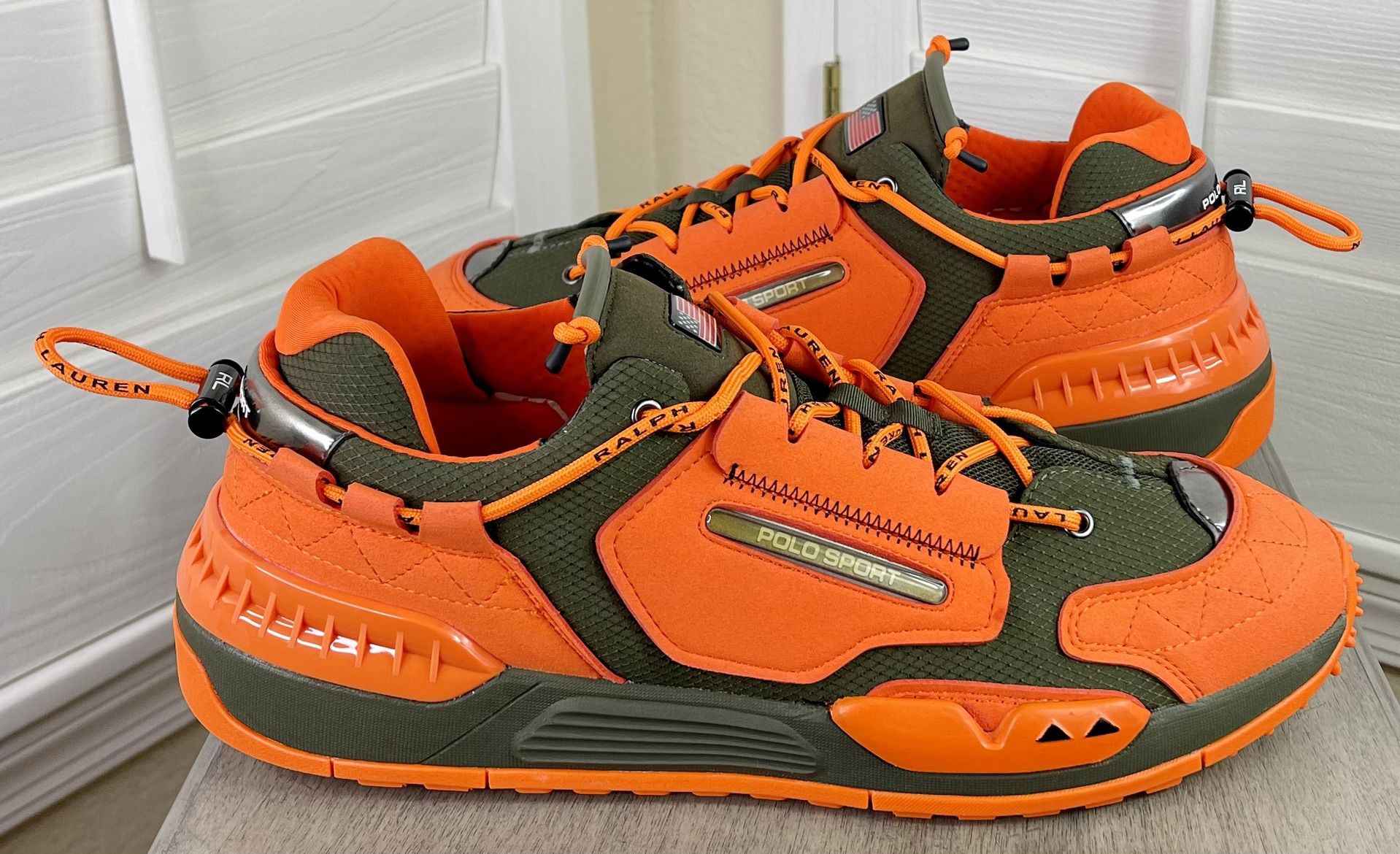 Polo Ralph Lauren PS200 Olive Green/Orange Polo Sport Shoes - Men’s Size 13 - New without Box