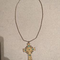 Very Old Large Cross Pendant & Chain