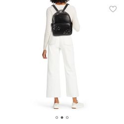 KARL LAGERFELD PARIS Maybelle Embroidered Faux Leather Backpack