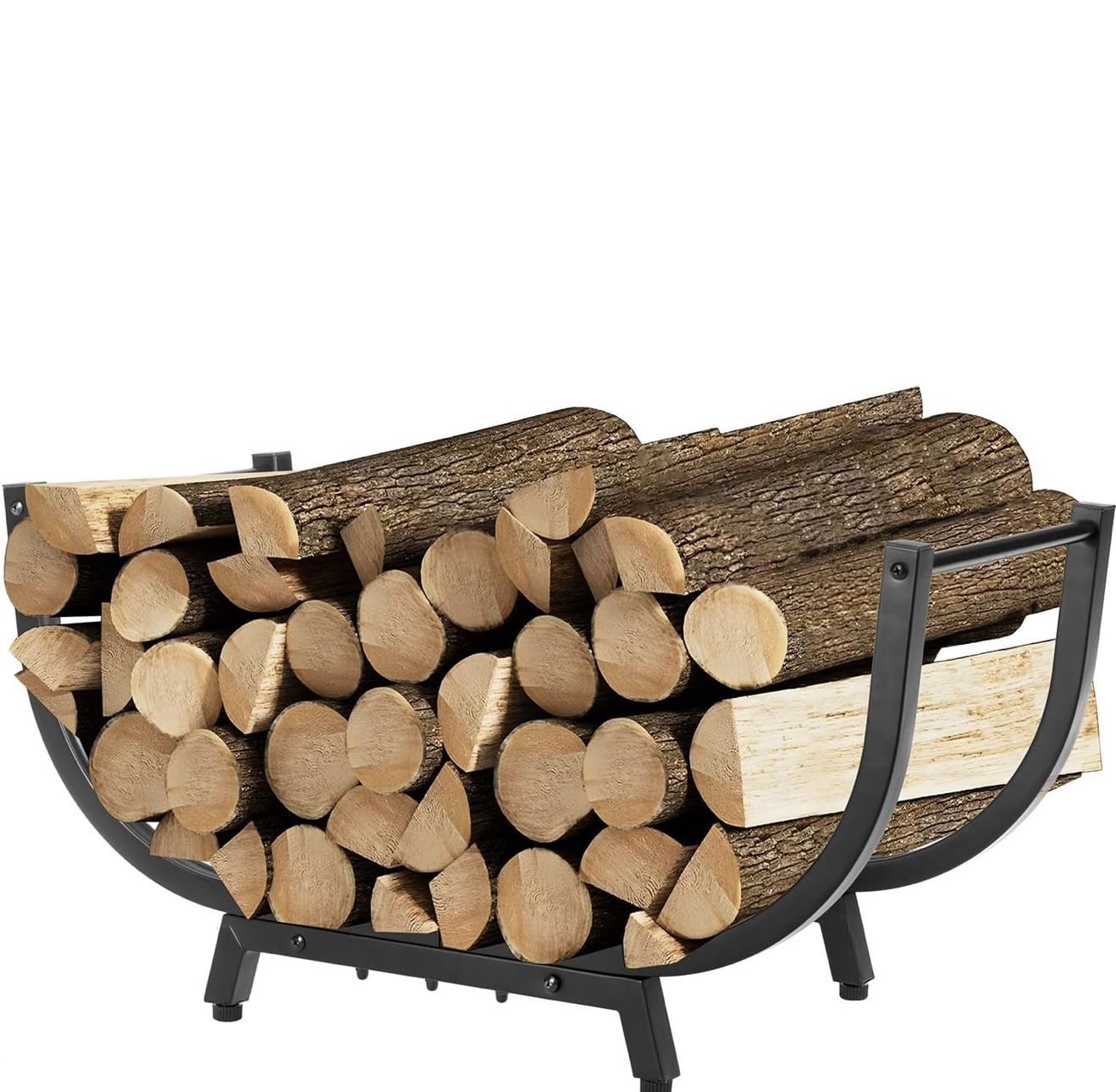 30“ Firewood Rack Outdoor and Indoor, Compact Firewood log Storage & Holder, Stable Log Holder with Reinforced Steel Frame, Waterproof Rustproof Wood 
