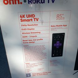-FIRM PRICE NON-NEGOTIABLE- 85 In. Onn 4k Roku Smart TV W/Remote